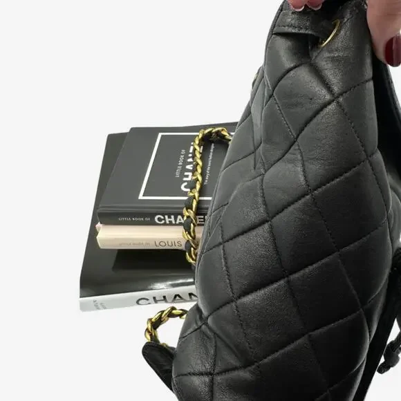 Authentic Chanel Vintage Black Duma Leather Quilted Mini backpack with 24k - Picture 6 of 13